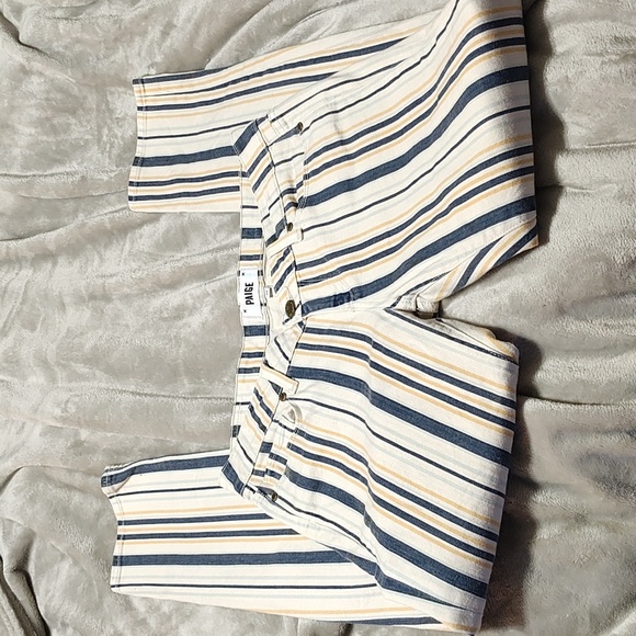 PAIGE Denim Jimmy Jimmy Skinny Cabana Blue stripe pants - Size 26 - Picture 8 of 12